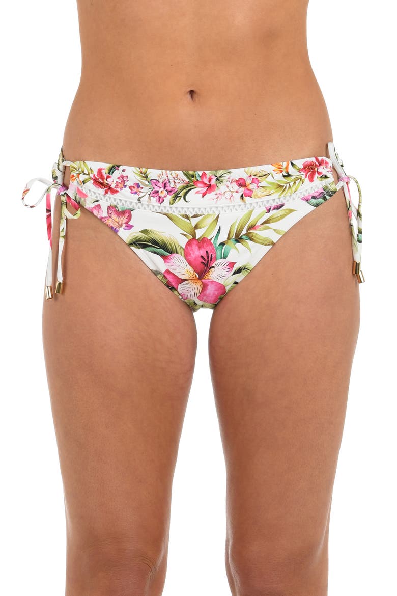 Polynesian Adjustable Loop Hipster Bikini Bottoms, Main, color, WHITE MULTI