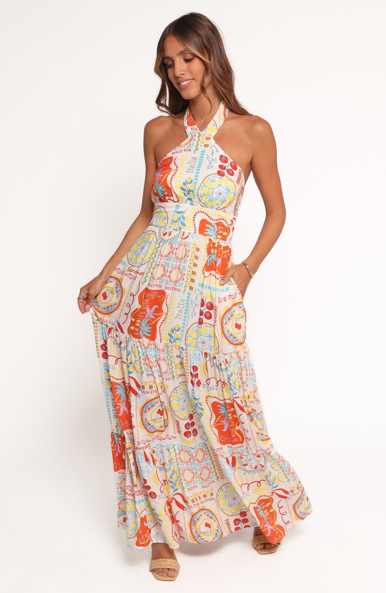 Petal & Pup Jelena Maxi Halter Dress, Alternate, color, Aelia Print