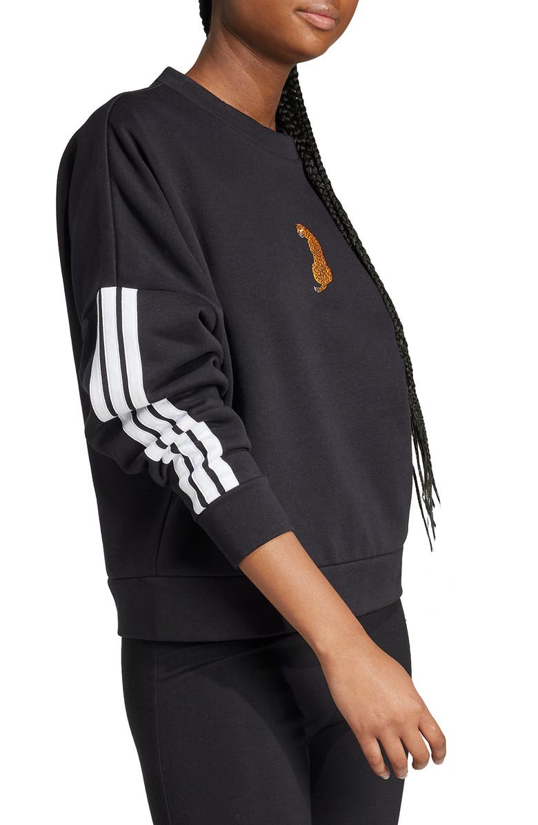 adidas Leopard Embroidered Sweatshirt, Alternate, color, 