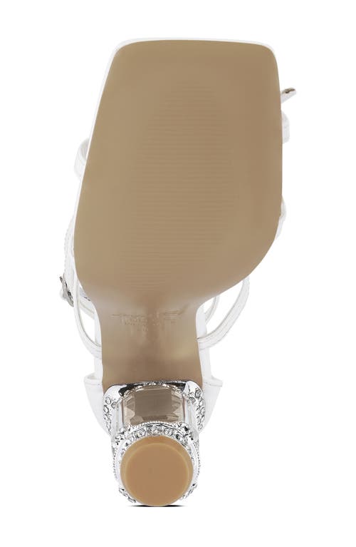 London Rag Affluence T-strap Stone Encrusted Heeled Sandal In White