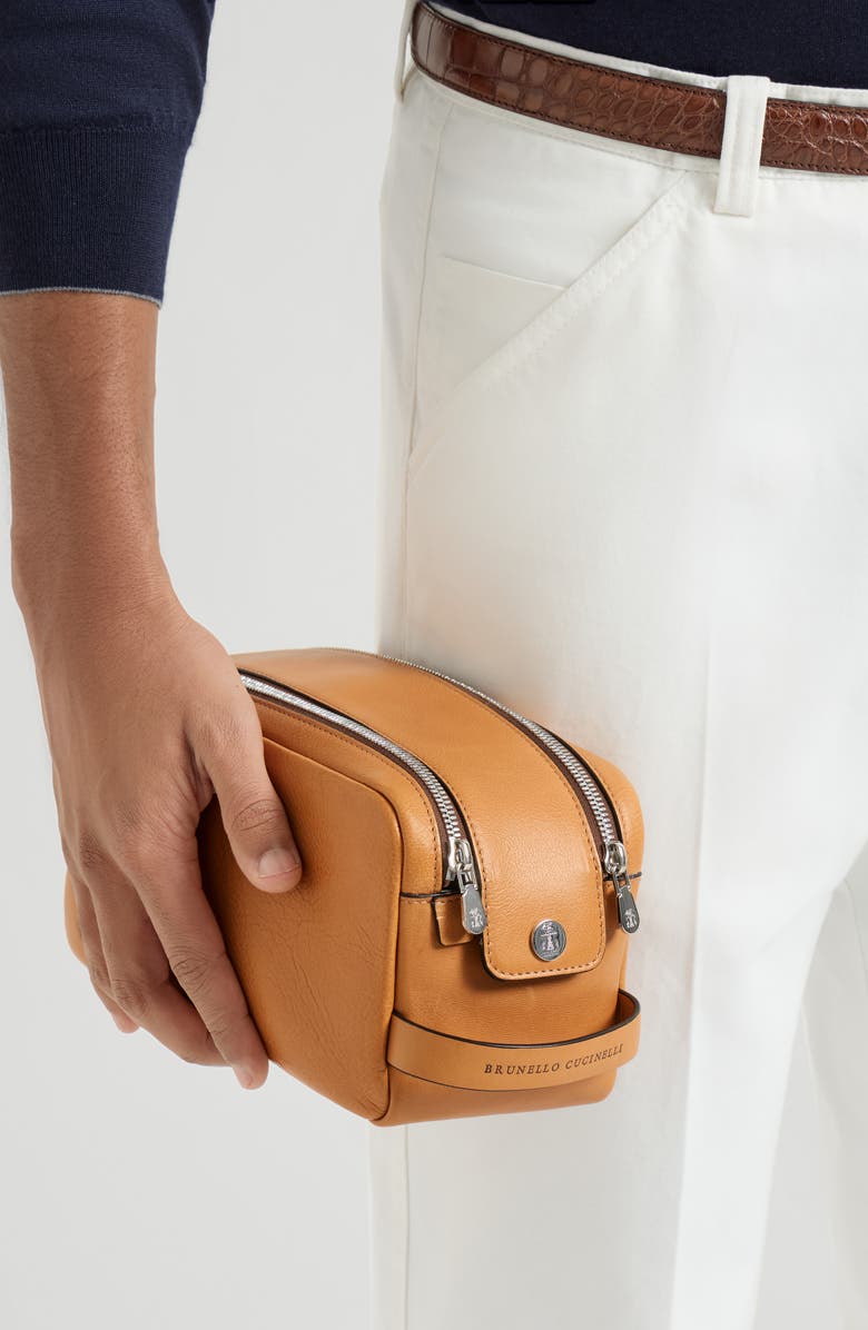 Brunello Cucinelli Alligator mini card case, Alternate, color, Natural