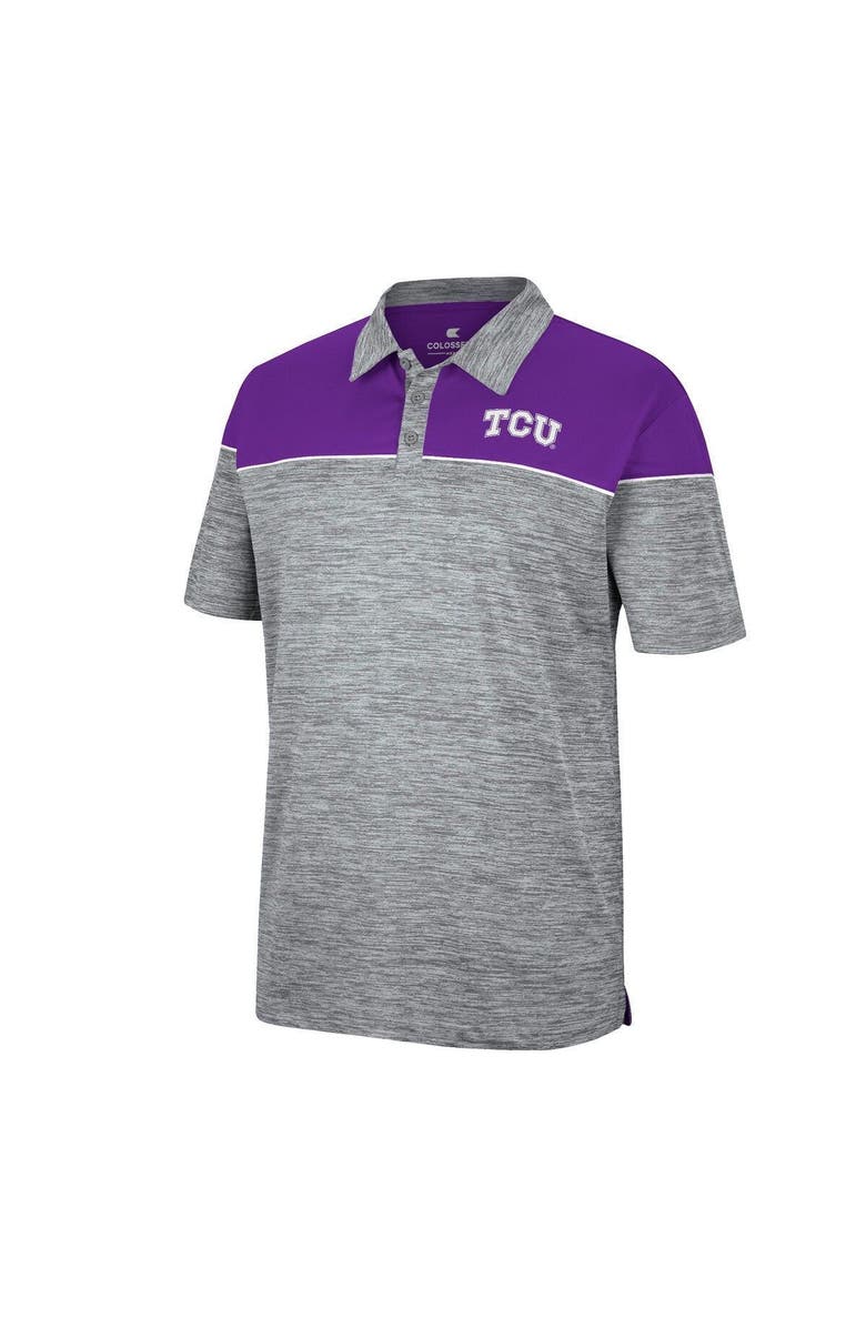 COLOSSEUM Men's Colosseum Heathered Gray/Purple TCU Horned Frogs Birdie Polo, Alternate, color,