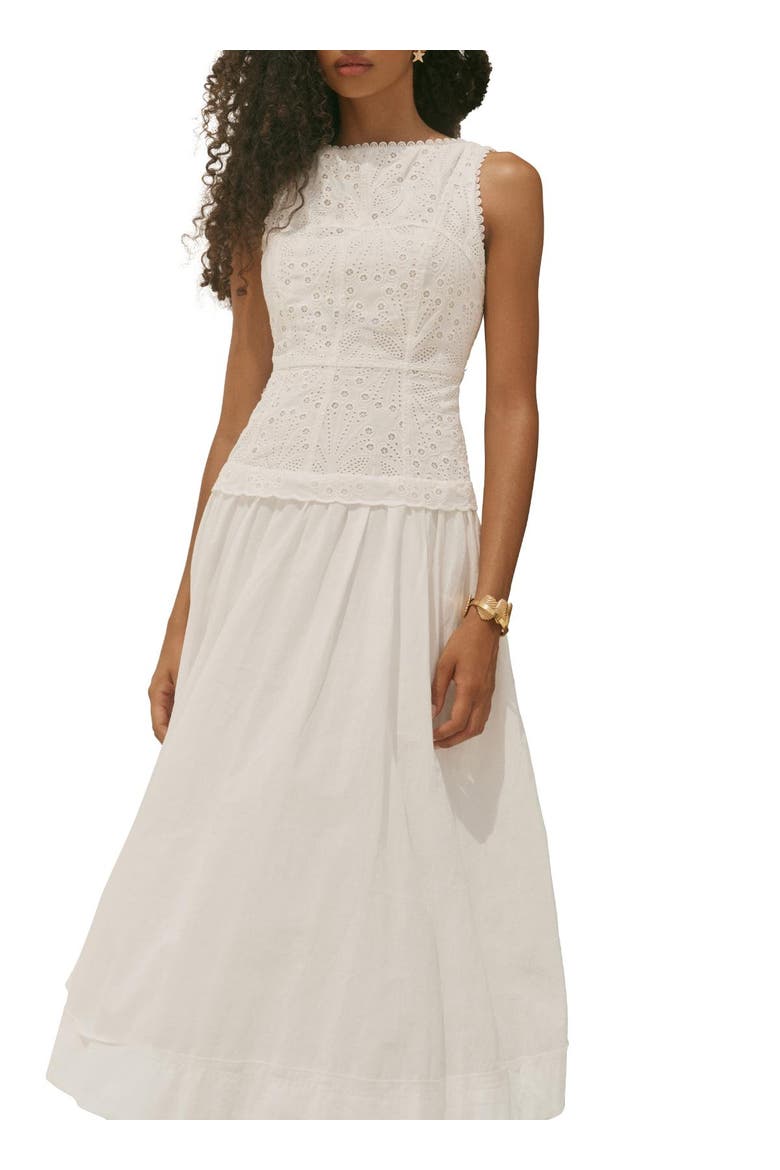 Cotton Broderie Midi Dress, Alternate, color, Ivory