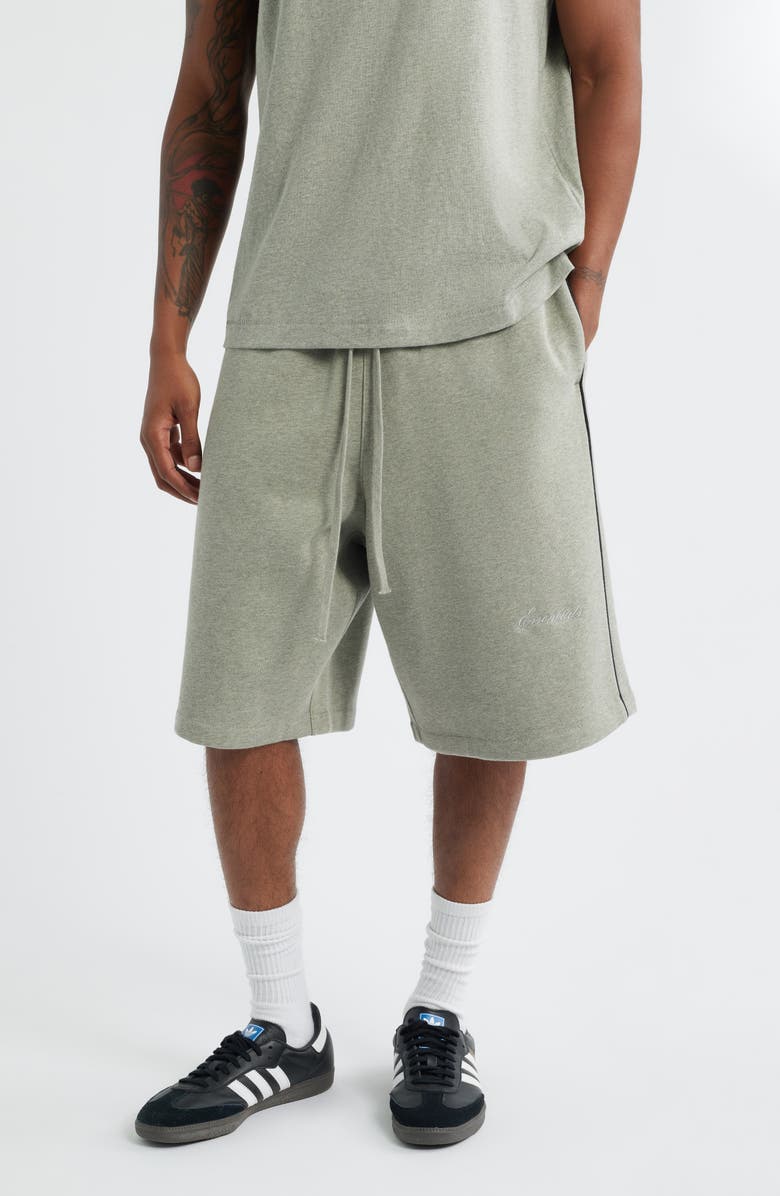 Fear of God Essentials Fleece Basketball Sweat Shorts, Main, color, Concrete Heather/ Black