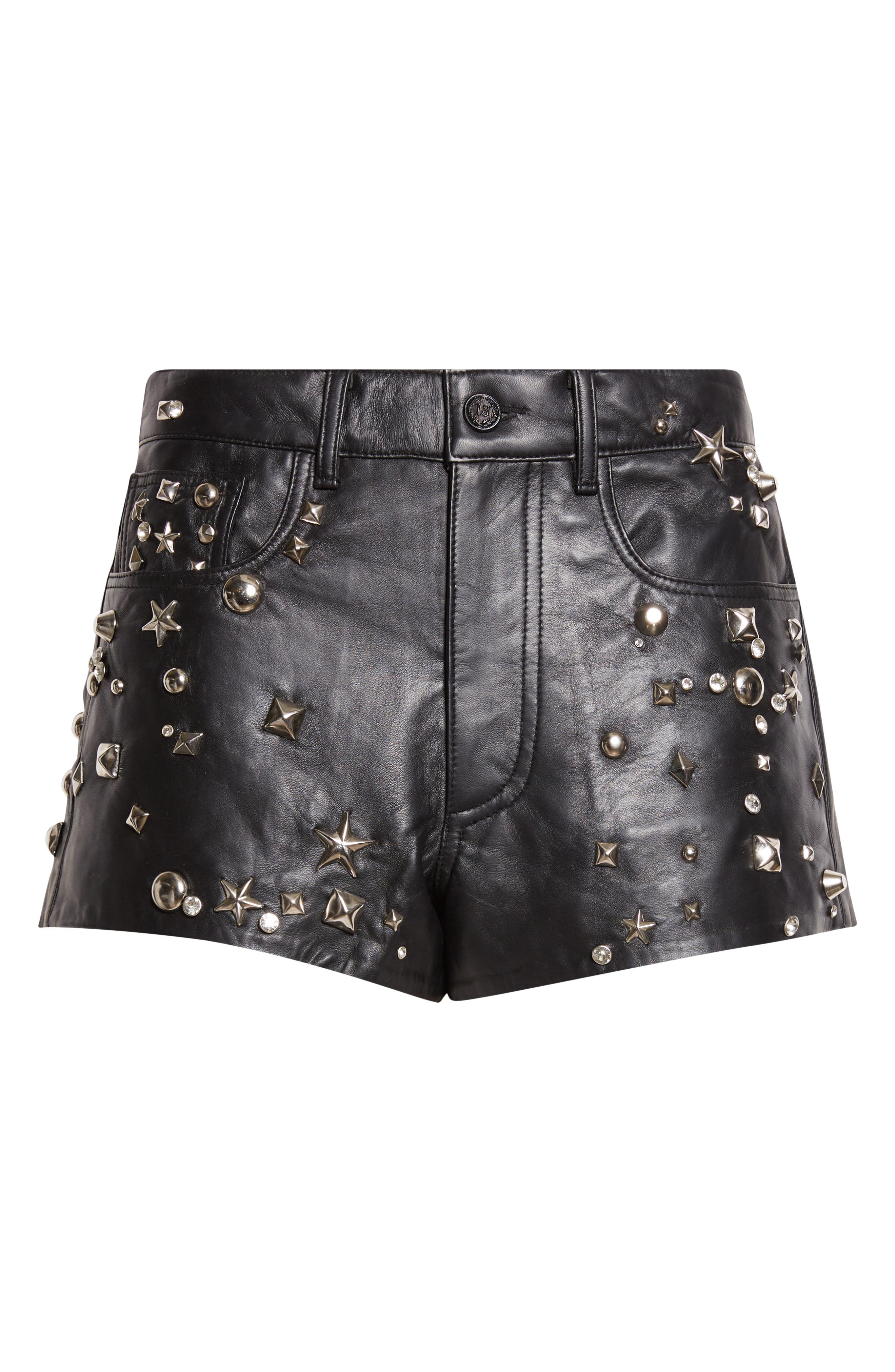 Studded Five-Pocket Leather Shorts (Women) | Nordstrom