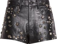 R13 Studded Five-Pocket Leather Shorts
