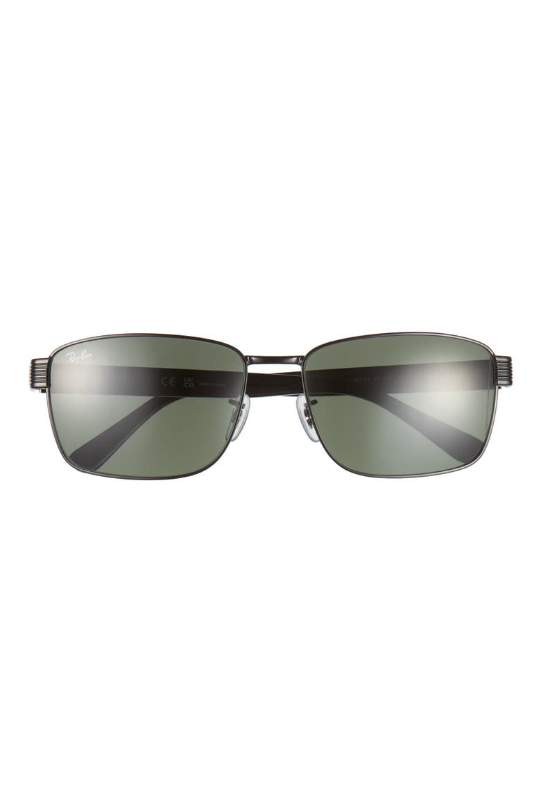 62mm Square Sunglasses, Main, color, BLACK