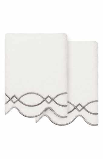 2-Piece Diamond Chain Embroidered Turkish Cotton Hand Towel Set