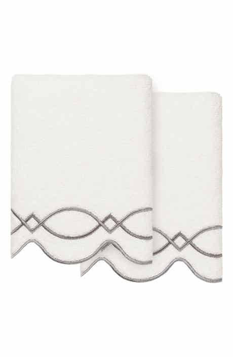2-Piece Diamond Chain Embroidered Turkish Cotton Hand Towel Set