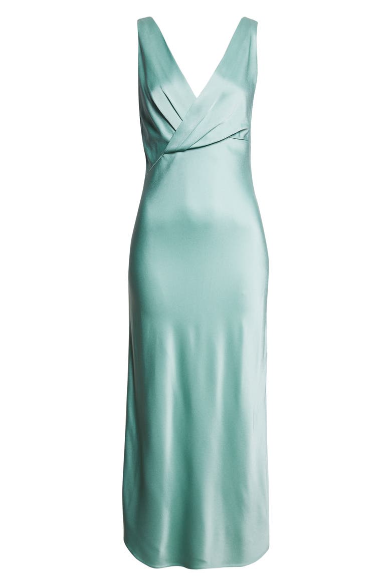 Bias Cut Crepe Back Satin Dress, Alternate, color, PALE SAGE