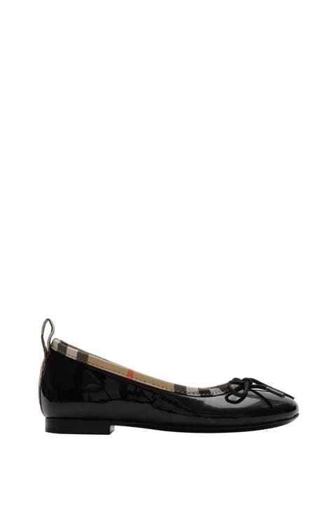 Check Trim Patent Ballerinas