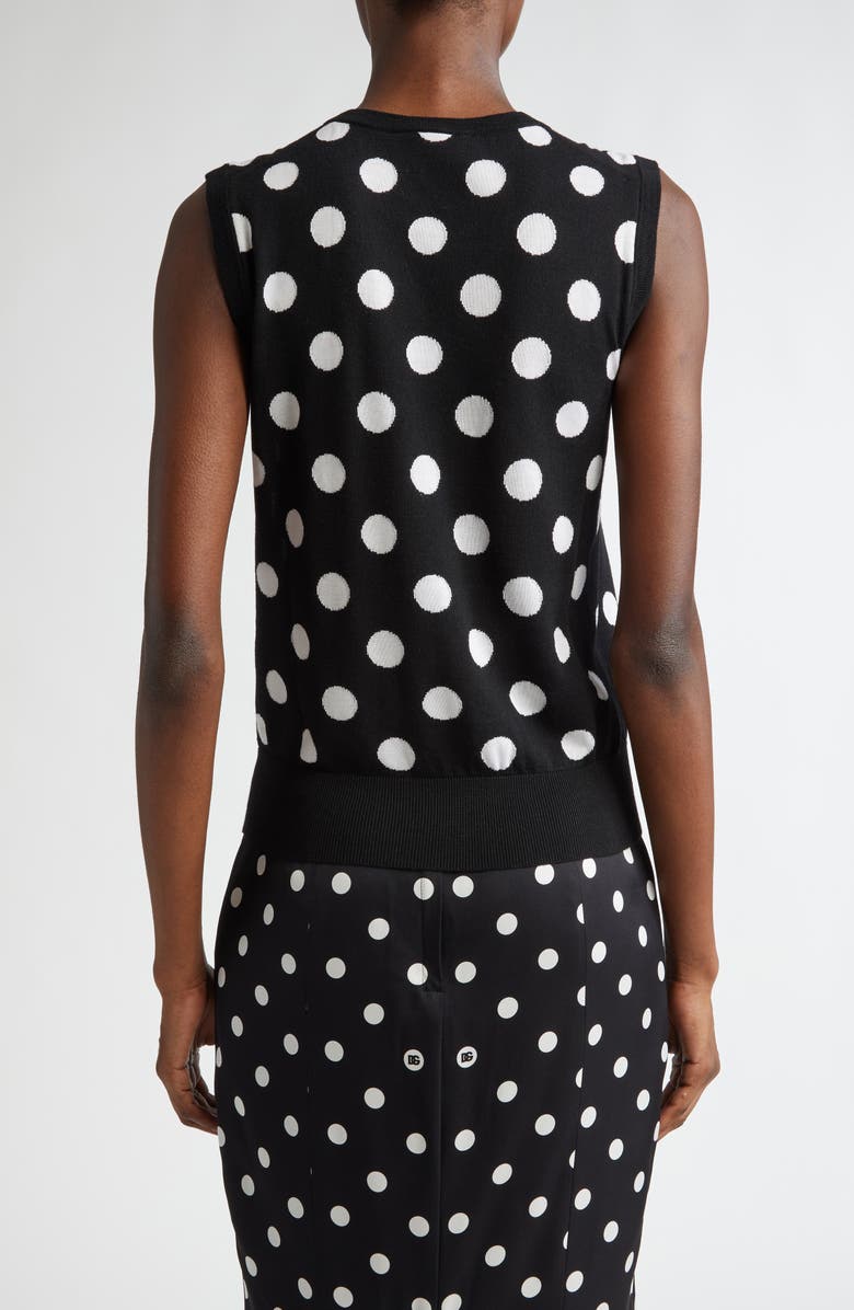 Dolce&Gabbana Polka Dot Jacquard Virgin Wool & Silk Sleeveless Sweater, Alternate, color, 