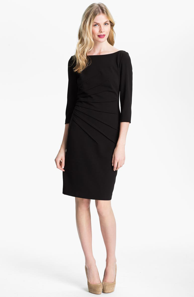 David Meister Side Pleat Woven Sheath Dress, Main, color, 