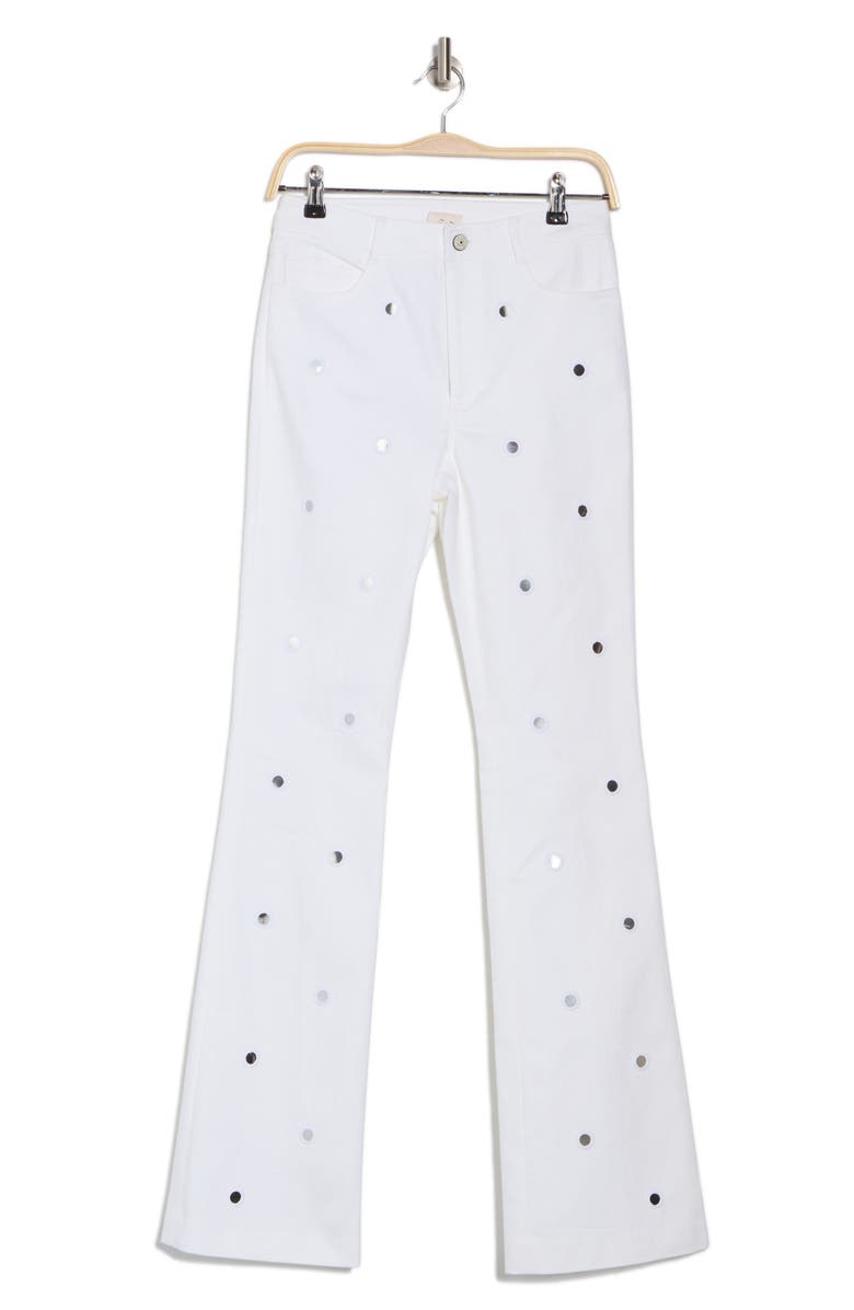 Cinq à Sept Shilene Mirror Sequin Flare Pants, Alternate, color, White