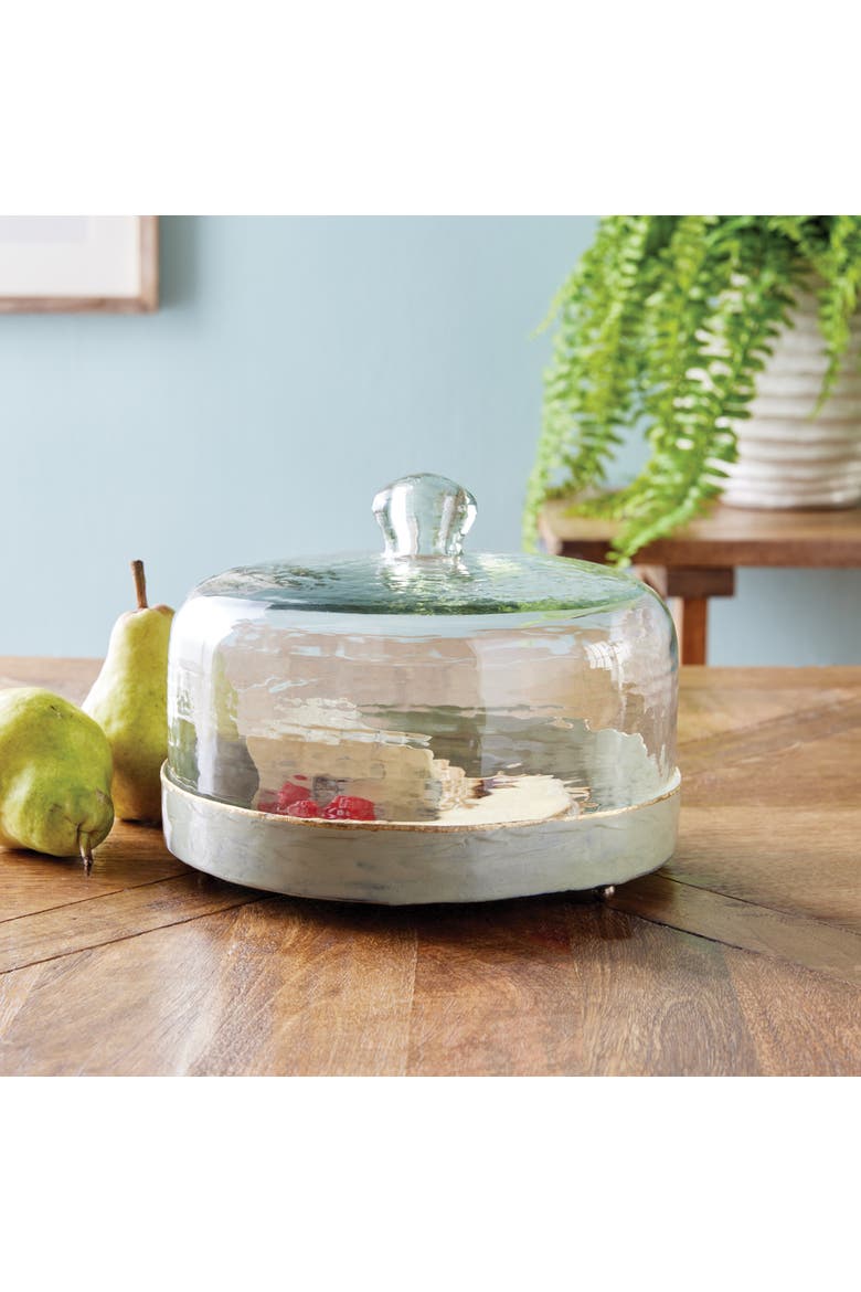Kammie Serving Tray With Cloche Large, Alternate, color, Green