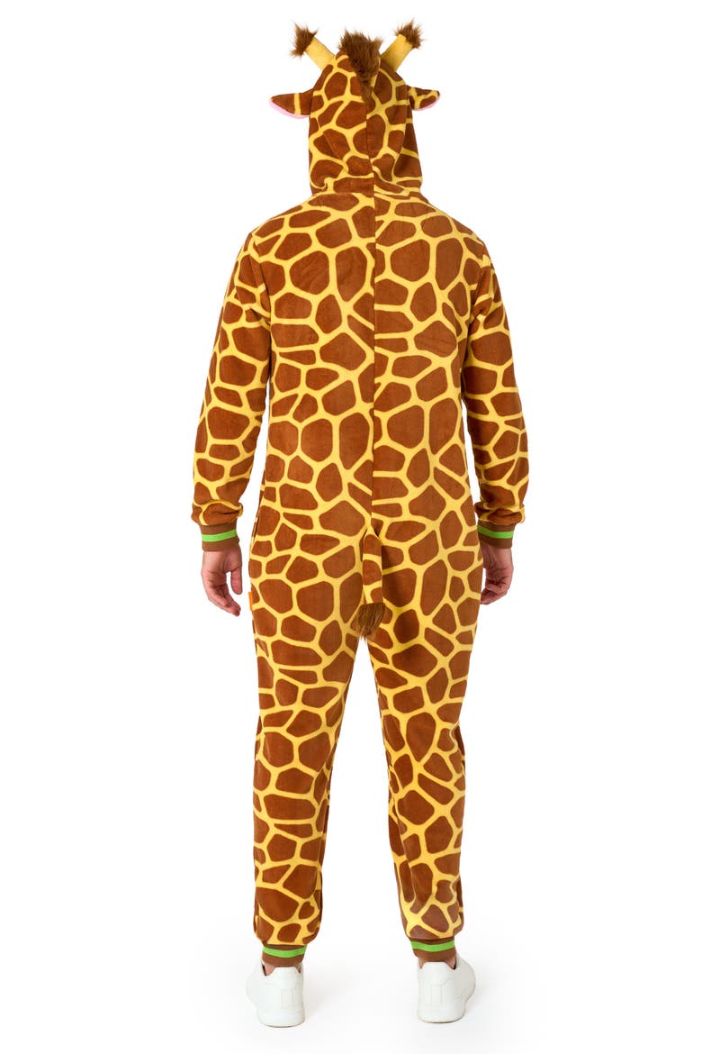 Giraffe Hooded Fleece Costume Jumpsuit, Alternate, color, BEIGE