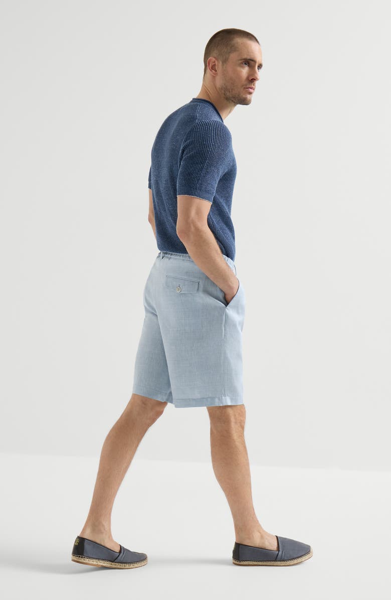 Brunello Cucinelli Chevron Bermuda shorts, Alternate, color, Azure