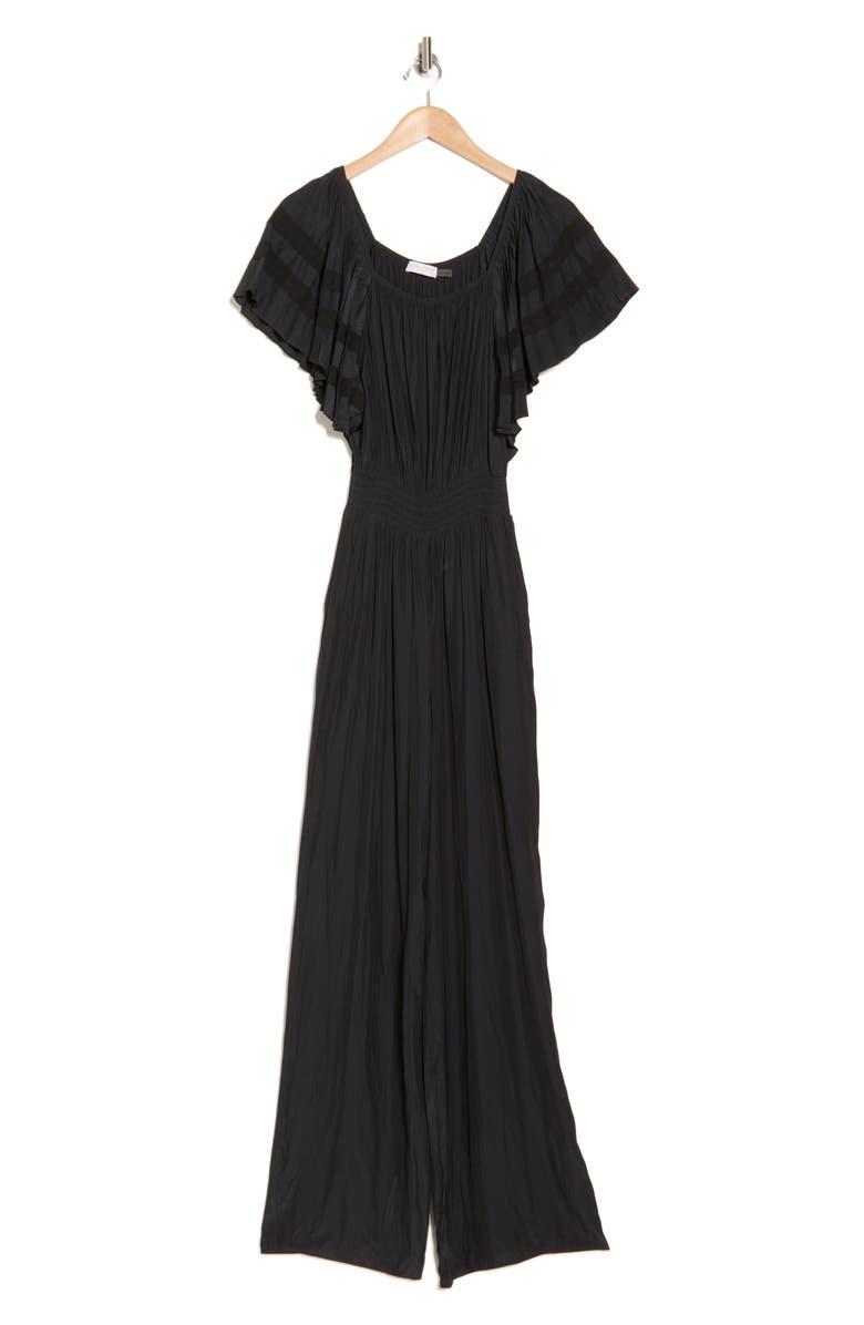 Ramy Brook Tinsley Off the Shoulder Short Sleeve Jumpsuit, Alternate, color, Black