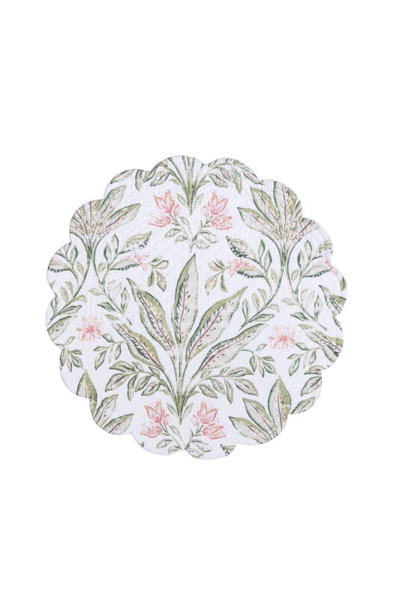 C&F Home Lana Palms Reversible Machine Washable Round Scallop Quilt Placemats Set of 6, Alternate, color, Yellow