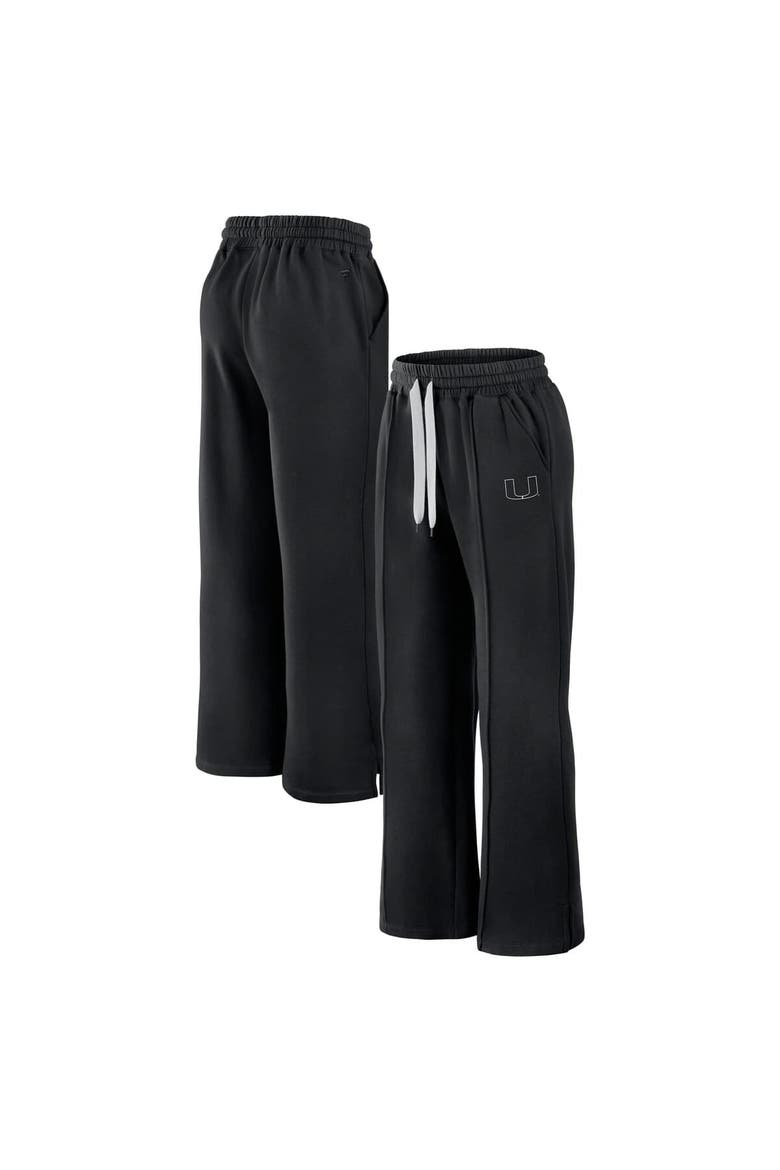 Women's Fanatics Black Miami Hurricanes Prime Supersoft Fleece Flaired Sweatpants, Alternate, color, Black