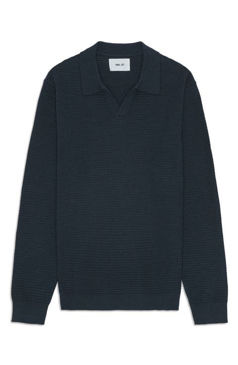 Paul 60019 Long Sleeve Ribbed Organic Cotton Polo Sweater