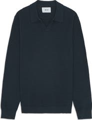 NN07 Paul 60019 Long Sleeve Ribbed Organic Cotton Polo Sweater