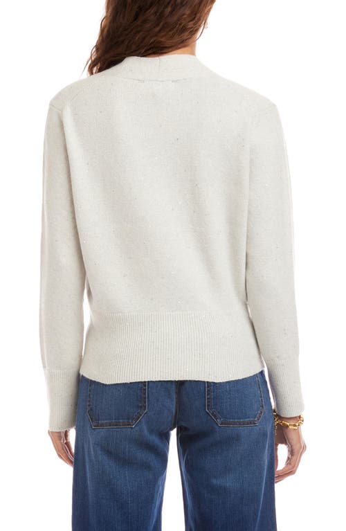 Karen Kane Sequin Wrap Sweater In White