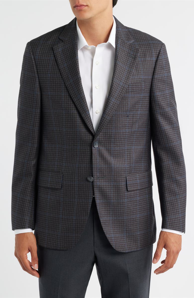 Peter Millar Flynn Classic Fit Brown Check Wool Sport Coat, Alternate, color, Brown