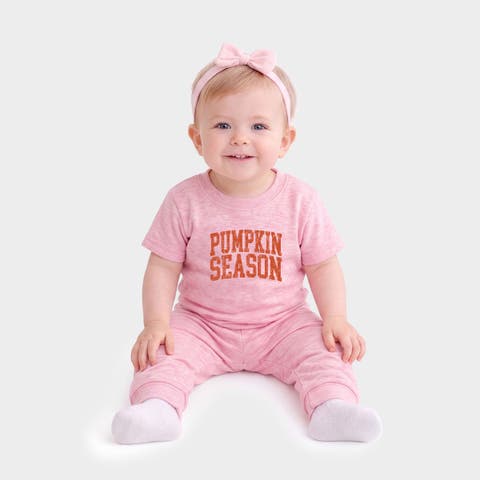Pumpkin Season Varsity Stacked Infant Jogger Pant Crew Set