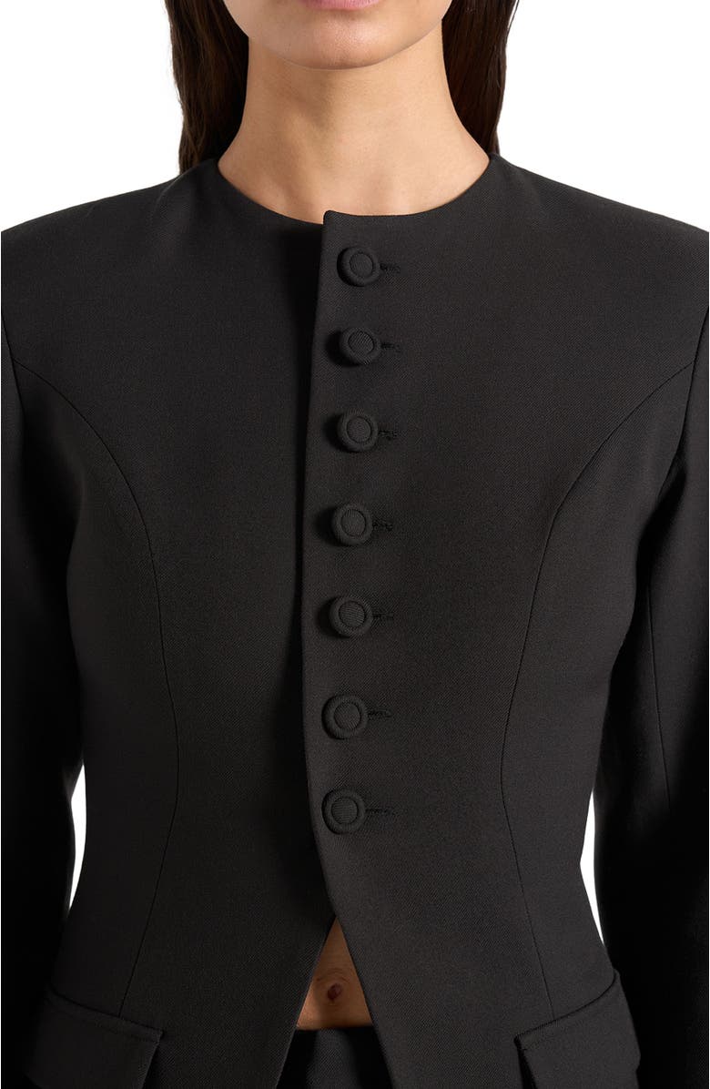 Manière De Voir Harper Tailored Cinch Blazer With Detachable Collar, Alternate, color, Black