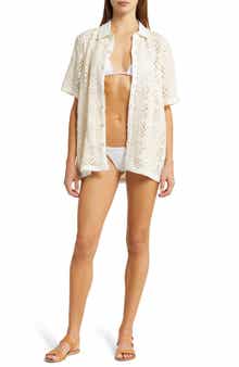 Agua Bendita Jared Gres Open Stitch Cover-Up Shirt
