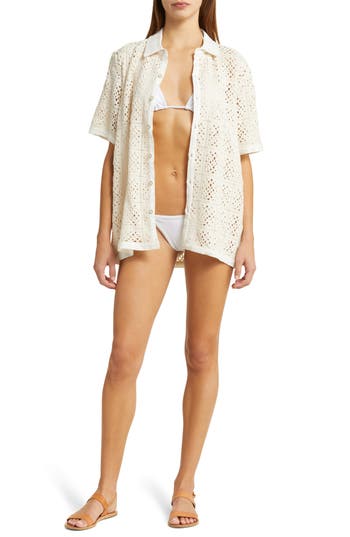 Agua Bendita Jared Gres Open Stitch Cover-up Shirt