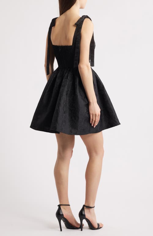 Lulus Sydney Floral Jacquard Cocktail Minidress In Black