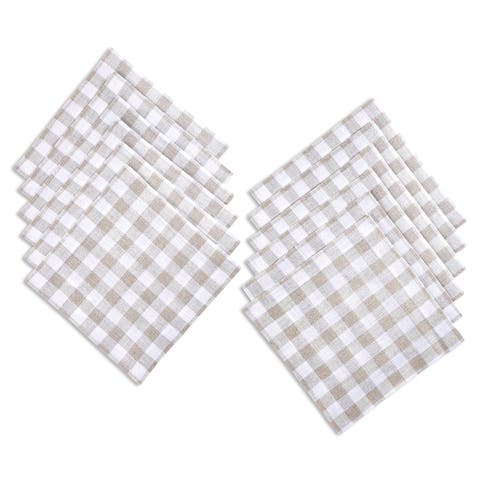 Linen Cocktail Napkins Set of 12, 6 x 6" - Gingham Check