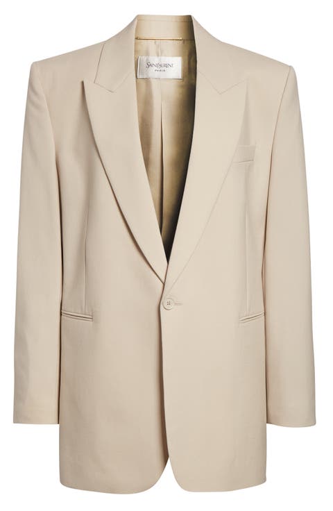 One-Button Wool Gabardine Blazer
