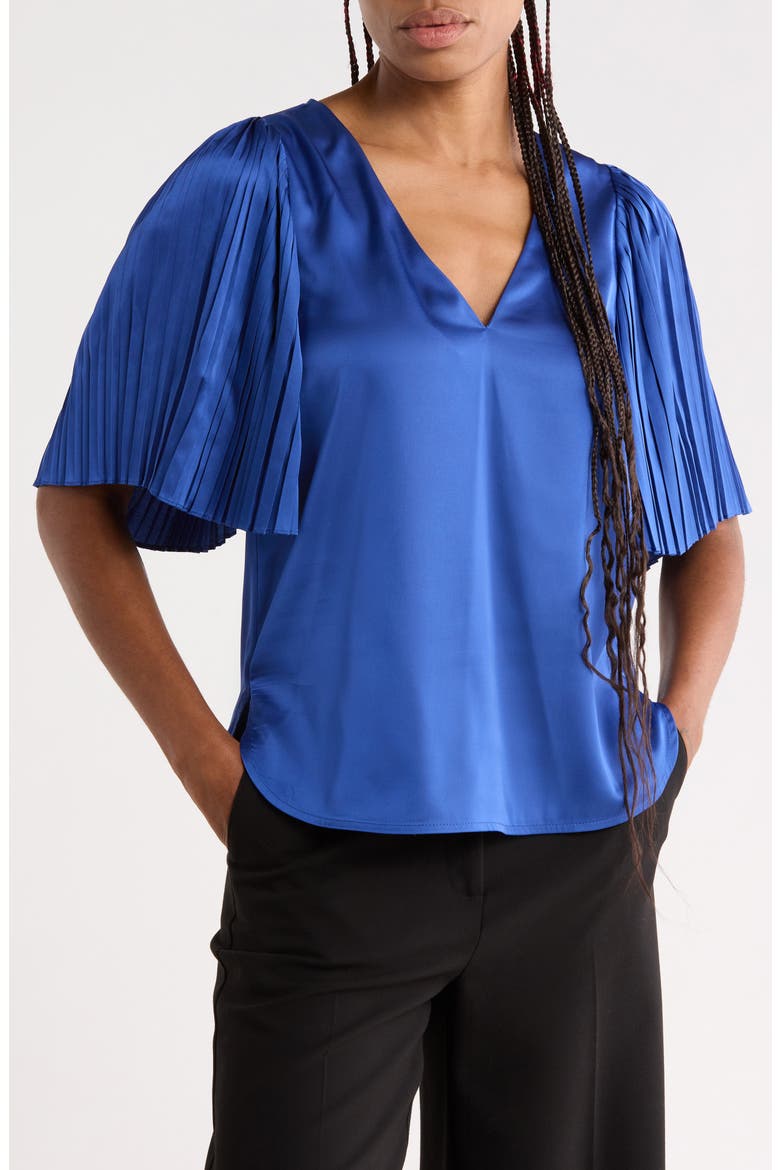 Pleated Sleeve Top, Main, color, COBALT