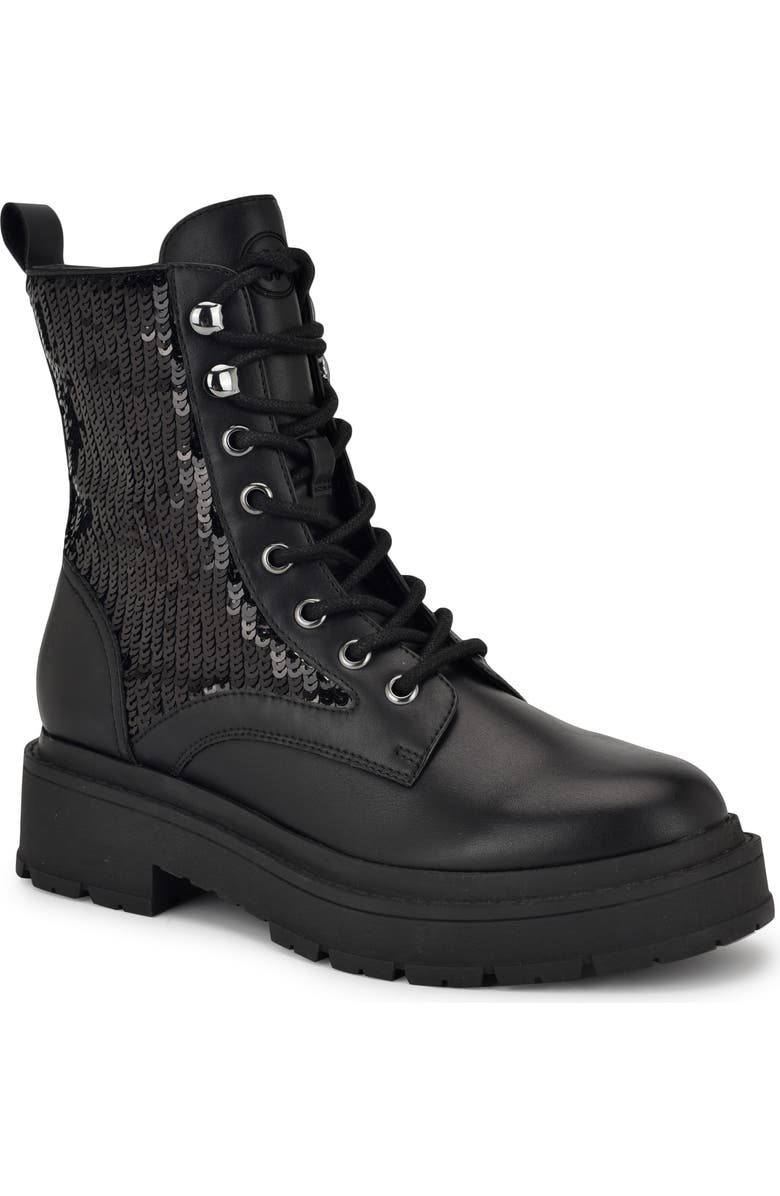 Nine West Hediy Sequin Lug Sole Bootie, Main, color,