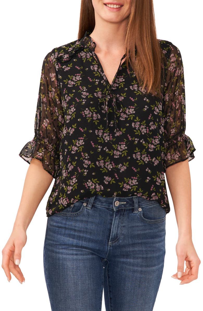 CeCe Print Clip Dot Blouse, Main, color, 