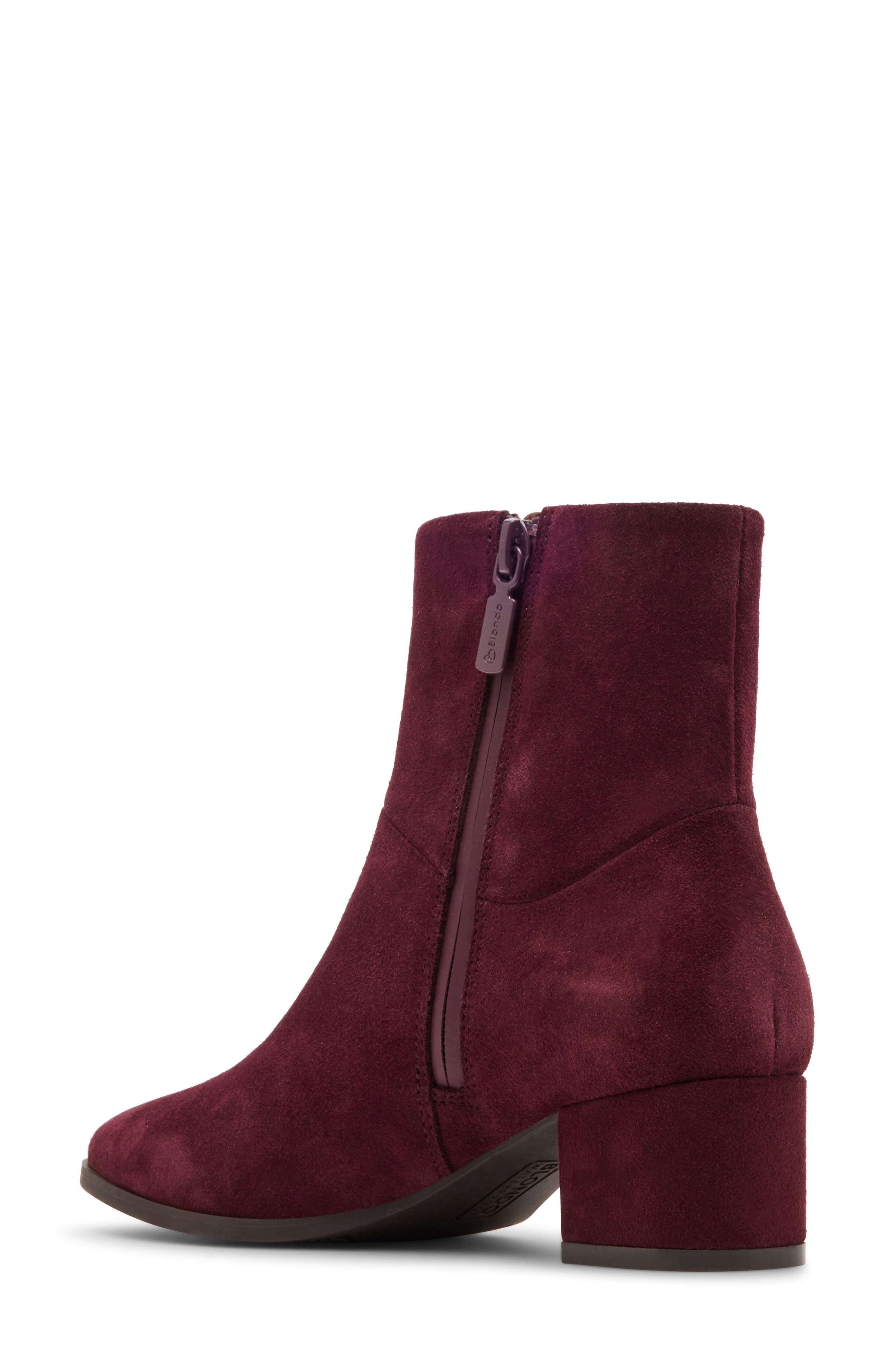 Blondo Arena Pointed Toe Waterproof Bootie, Alternate, color, Wine Suede