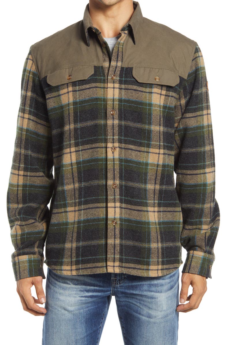 Fjällräven Granit Plaid Button-Up Flannel Shirt, Main, color,