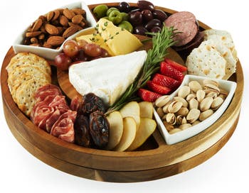 TWINE Acacia Wood Rotating Charcuterie Board with Ceramic Dishes | Nordstrom