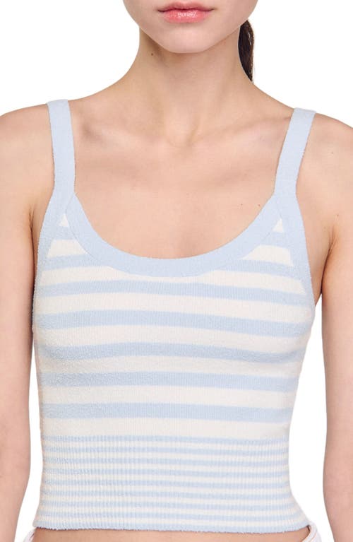Sandro Bordeaux Striped Knit Tank Top In Sky Blue