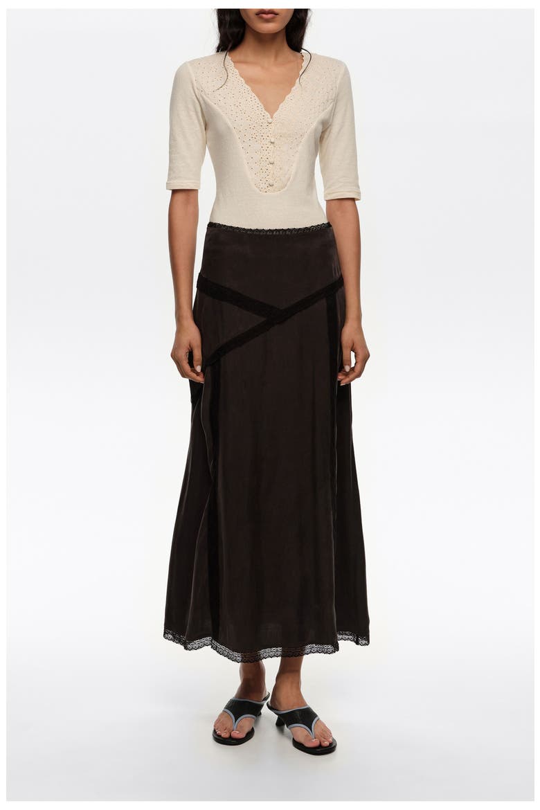 Lace Midi Skirt, Main, color, WASHED BLACK