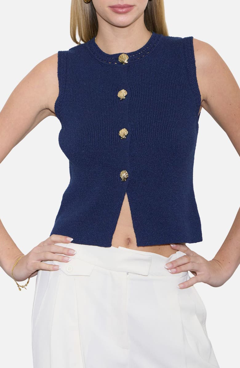 Blu Pepper Button Up Knit Vest, Main, color, Navy