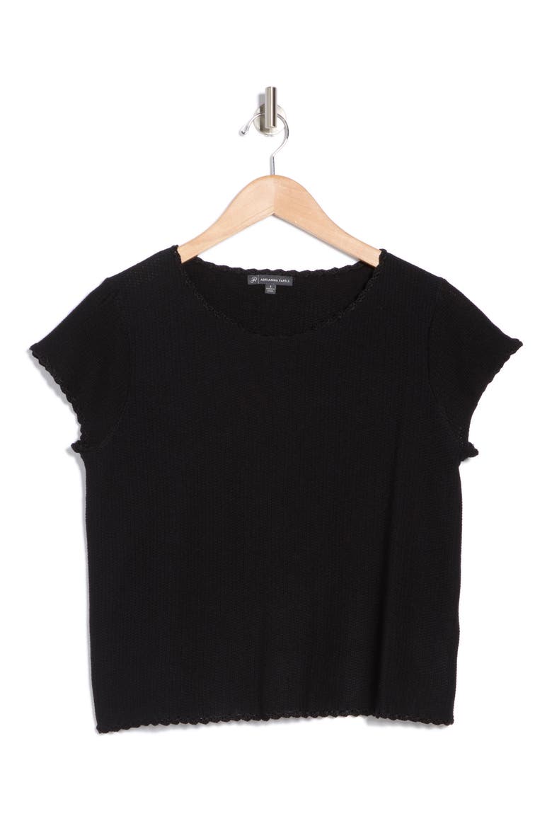 Boat Neck Cap Sleeve Seed Stitch Sweater, Alternate, color, BLACK