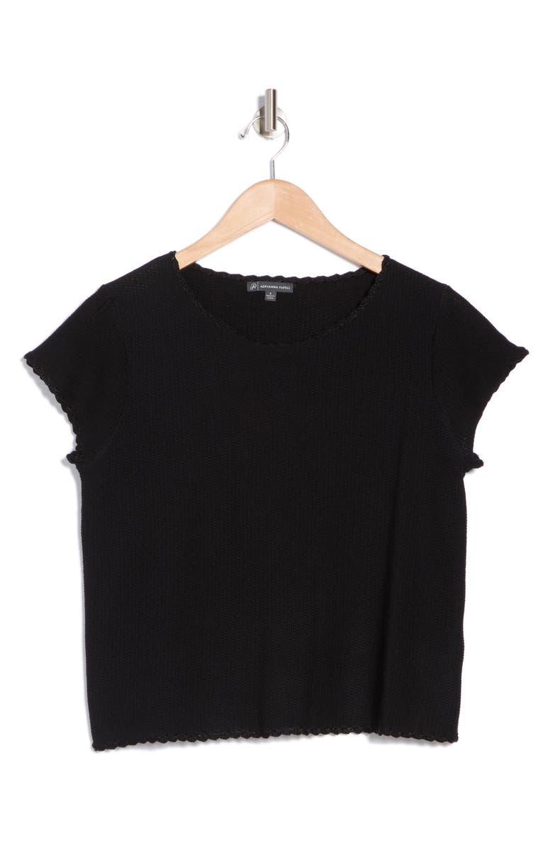 Adrianna Papell Boat Neck Cap Sleeve Seed Stitch Sweater, Alternate, color, Black