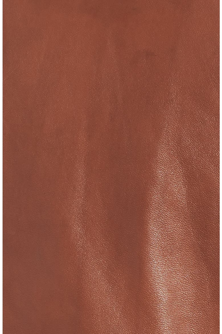 Collarless Leather Moto Jacket, Alternate, color, COGNAC
