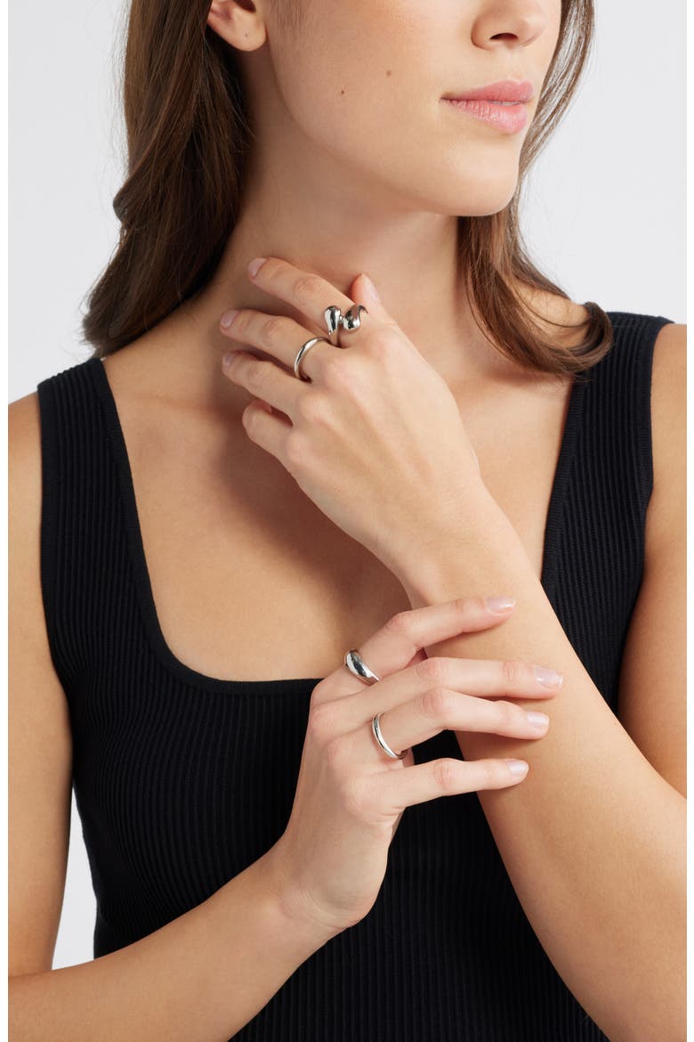 Set of 4 Mixed Rings, Alternate, color, RHODIUM
