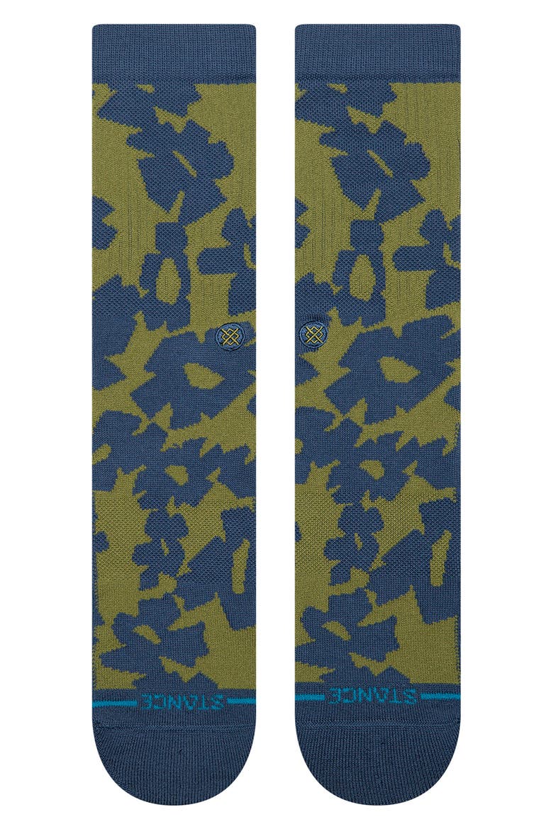 Stomped Combed Cotton Blend Crew Socks, Alternate, color, OLIVE