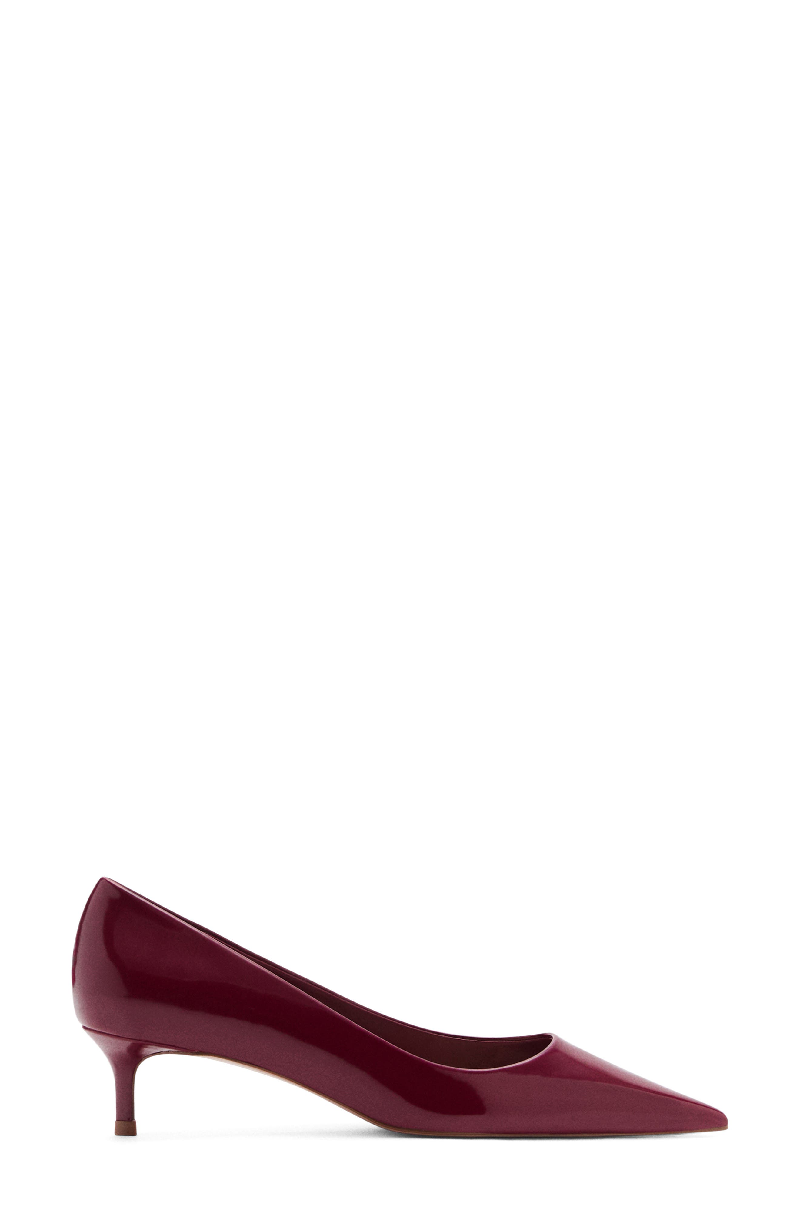 MANGO Pointed Toe Kitten Heel Pump, Alternate, color, Burgundy